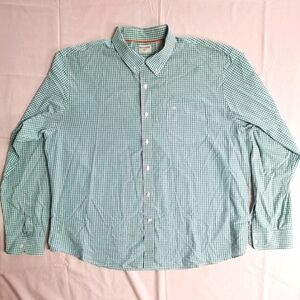 Dockers Green Brown White Plaid Button Up Long Sleeve Shirt XXL